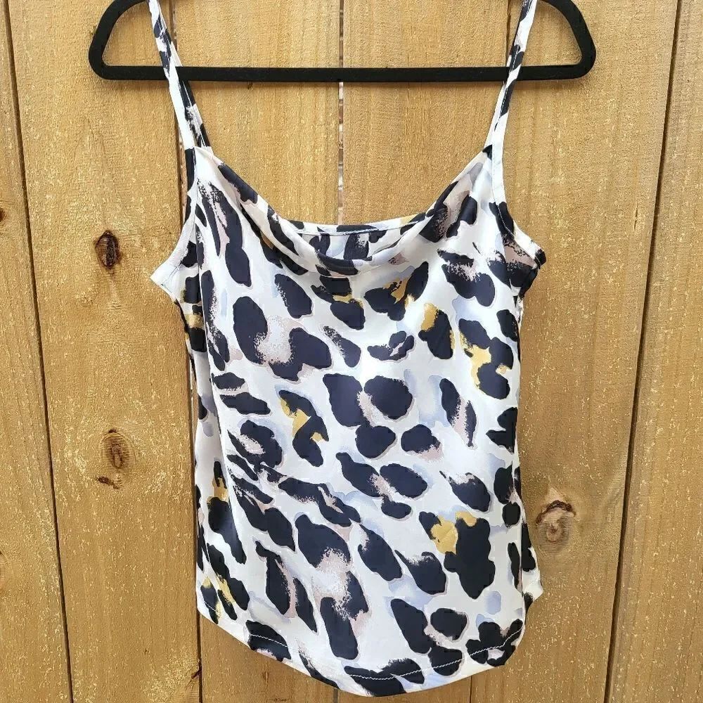 Womens Blouse, Leopard Print Silk Soft Sleeveless Camisole